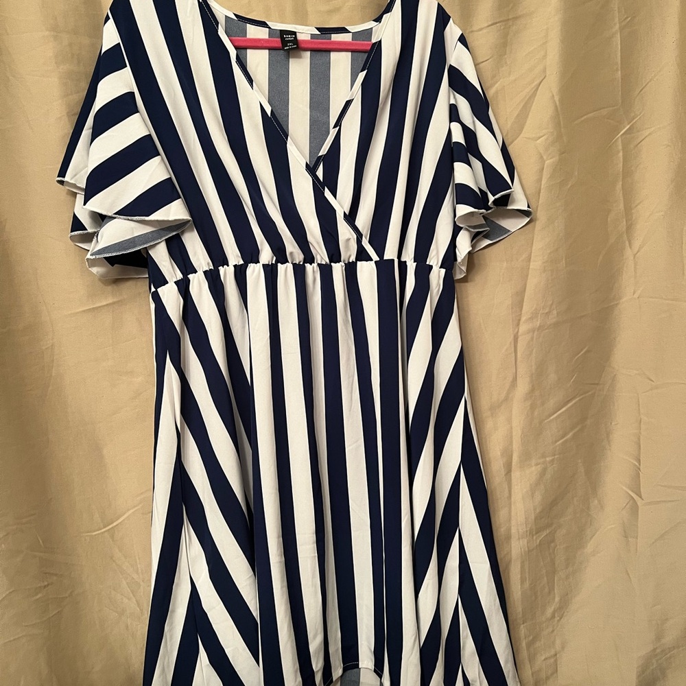 SHEIN Navy and White Striped Dress